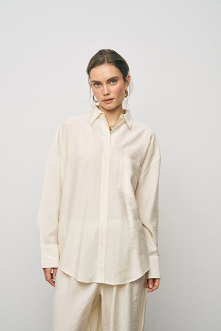 Kadın Lyocell Luxe İpeksi Düz Renk Basic Gömlek