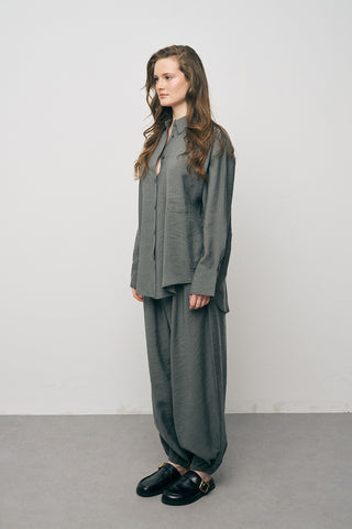 Kadın Lyocell Luxe İpeksi Düz Renk Basic Gömlek