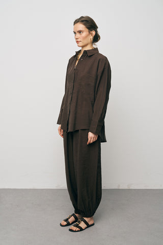 Kadın Lyocell Luxe İpeksi Düz Renk Basic Gömlek