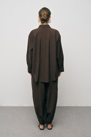 Kadın Lyocell Luxe İpeksi Düz Renk Basic Gömlek