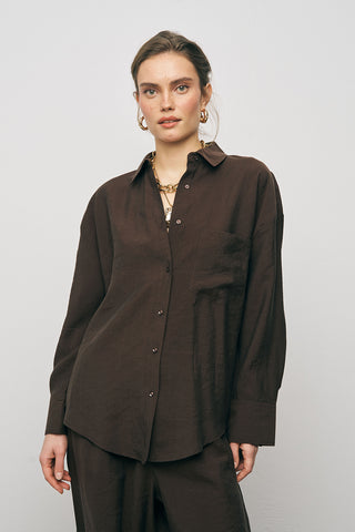 Kadın Lyocell Luxe İpeksi Düz Renk Basic Gömlek