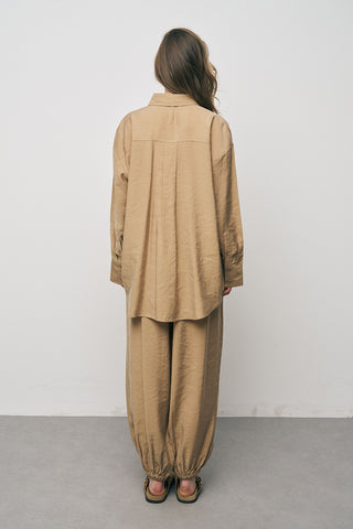 Kadın Lyocell Luxe İpeksi Düz Renk Basic Gömlek