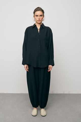 Kadın Lyocell Luxe İpeksi Düz Renk Basic Gömlek