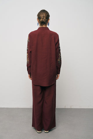 Kadın Etnik Işıltı Pul ve Boncuk İşlemeli Lüks Liyosel Oversize Gömlek