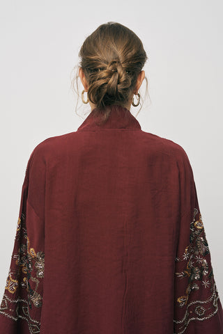 Kadın Etnik Işıltı Nakışlı ve Payet İşlemeli Lüks Liyosel Kimono