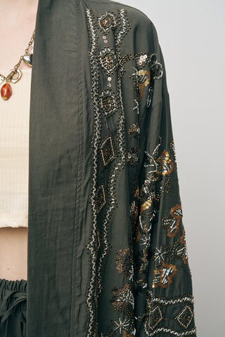 Kadın Etnik Işıltı Nakışlı ve Payet İşlemeli Lüks Liyosel Kimono