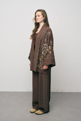 Kadın Etnik Işıltı Nakışlı ve Payet İşlemeli Lüks Liyosel Kimono