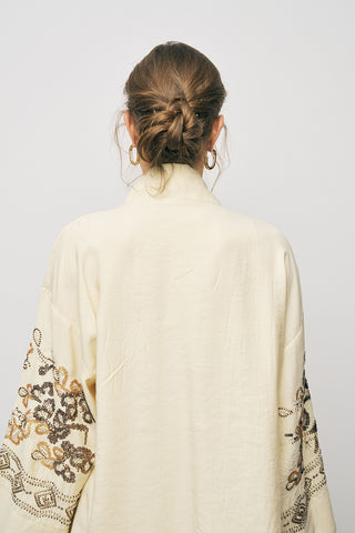 Kadın Etnik Işıltı Nakışlı ve Payet İşlemeli Lüks Liyosel Kimono