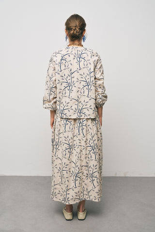 Kadın Botanical Line Nakış İşlemeli Balon Kol Bohem Bluz