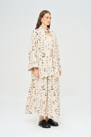 Kadın Çiçek Ve Yaprak Nakışlı Pullu Kimono