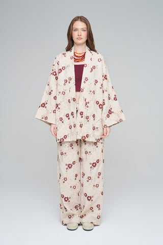 Kadın Etnik Çiçek Nakışlı Ve Payet İşlemeli Kimono
