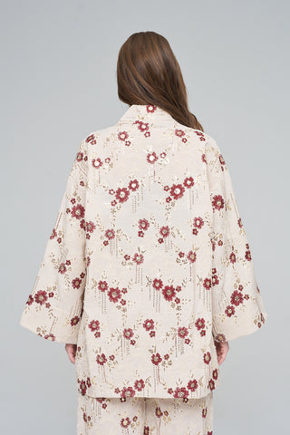 Kadın Etnik Çiçek Nakışlı Ve Payet İşlemeli Kimono