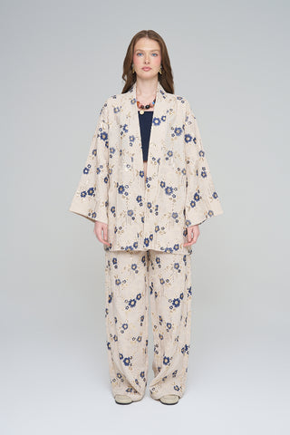 Kadın Etnik Çiçek Nakışlı Ve Payet İşlemeli Kimono