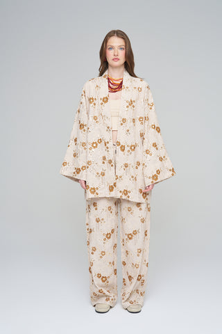 Kadın Etnik Çiçek Nakışlı Ve Payet İşlemeli Kimono