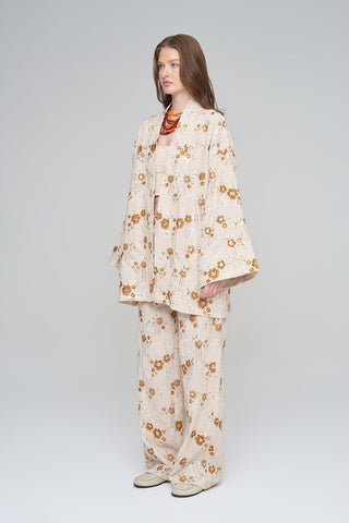 Kadın Etnik Çiçek Nakışlı Ve Payet İşlemeli Kimono
