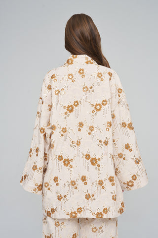 Kadın Etnik Çiçek Nakışlı Ve Payet İşlemeli Kimono
