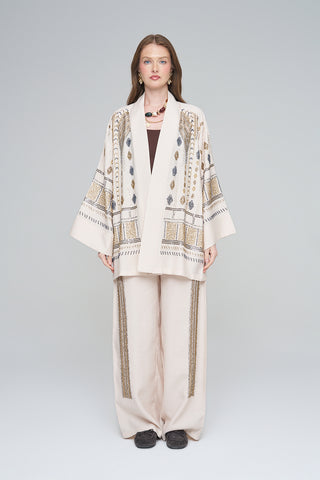 Kadın Özel Tasarım Boncuk İşlemeli Kimono