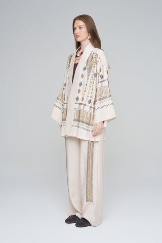 Kadın Özel Tasarım Boncuk İşlemeli Kimono