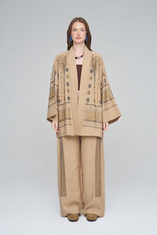 Kadın Özel Tasarım Boncuk İşlemeli Kimono