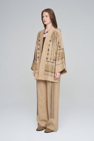 Kadın Özel Tasarım Boncuk İşlemeli Kimono
