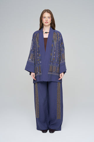 Kadın Özel Tasarım Boncuk İşlemeli Kimono