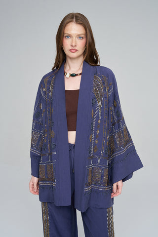 Kadın Özel Tasarım Boncuk İşlemeli Kimono