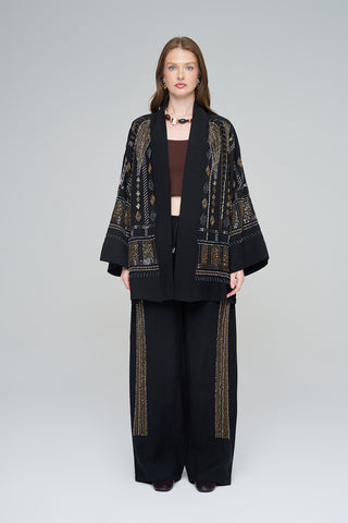 Kadın Özel Tasarım Boncuk İşlemeli Kimono