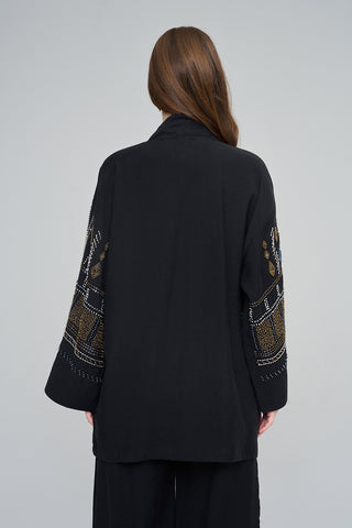 Kadın Özel Tasarım Boncuk İşlemeli Kimono