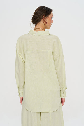 Kadın Tek Cepli Şerit Detaylı Oversize Kesim Gömlek
