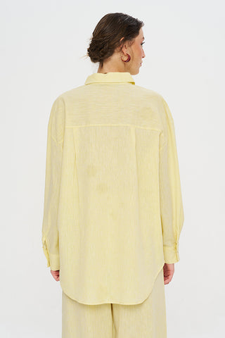 Kadın Tek Cepli Şerit Detaylı Oversize Kesim Gömlek