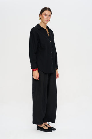 Kadın Tek Cepli Şerit Detaylı Oversize Kesim Gömlek