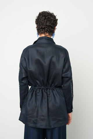 Kadın Önü Boncuk İşlemeli Fermuarlı Ve Çıtçıt Kapamalı Kışlık Ceket