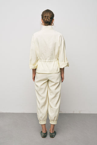 Kadın Comfort Beli Büzgülü ve Kol Bağlama Detaylı Fermuarlı Ceket