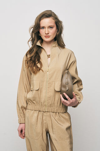 Kadın Comfort Beli ve Bileği Lastikli Fonksiyonel Bomber Ceket