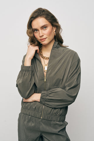 Kadın Comfort Beli ve Bileği Lastikli Fonksiyonel Bomber Ceket