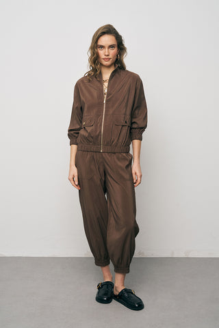 Kadın Comfort Beli ve Bileği Lastikli Fonksiyonel Bomber Ceket