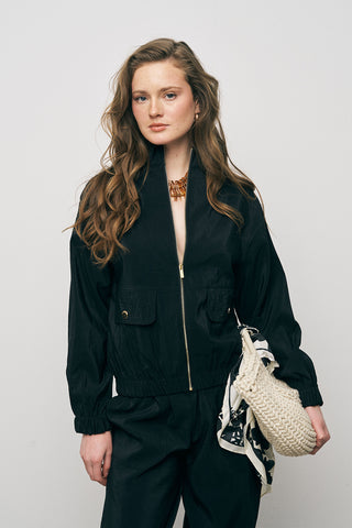 Kadın Comfort Beli ve Bileği Lastikli Fonksiyonel Bomber Ceket