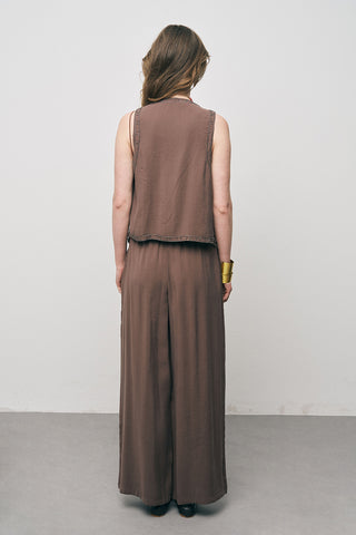 Kadın El İşçiliği Boncuk İşlemeli Modal Crop Yelek