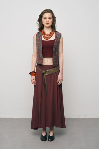 Kadın Modal El İşçiliği Pul ve Nakış İşlemeli Crop Yelek