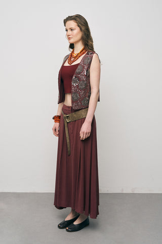 Kadın Modal El İşçiliği Pul ve Nakış İşlemeli Crop Yelek