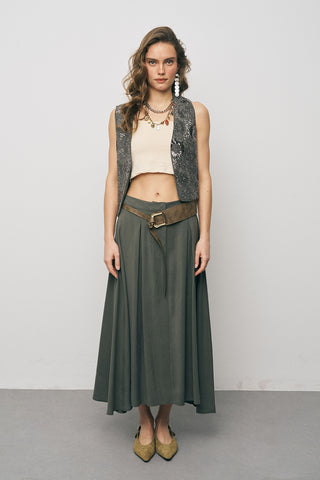 Kadın Modal El İşçiliği Pul ve Nakış İşlemeli Crop Yelek