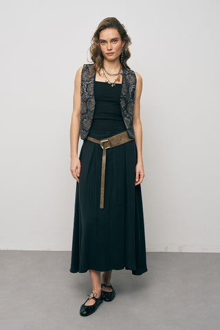 Kadın Modal El İşçiliği Pul ve Nakış İşlemeli Crop Yelek