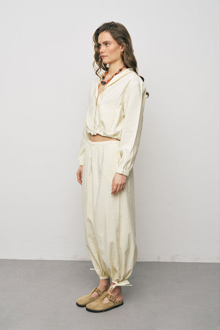 Kadın Comfort Kapüşonlu Fermuarlı Beli Lastikli Crop Ceket