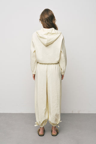 Kadın Comfort Kapüşonlu Fermuarlı Beli Lastikli Crop Ceket