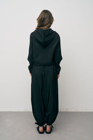 Kadın Comfort Kapüşonlu Fermuarlı Beli Lastikli Crop Ceket