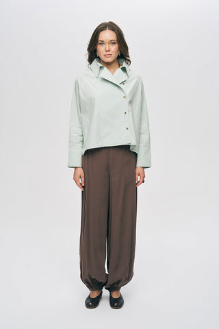 Kadın Kruvaze Görünümlü Asimetrik Kesim Modern Düz Renk Ceket