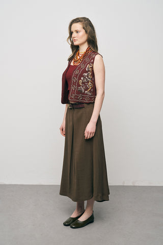 Kadın Etnik Işıltı El İşçiliği Boncuk ve Nakış İşlemeli Liyosel Crop Yelek