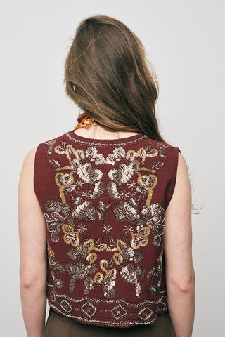 Kadın Etnik Işıltı El İşçiliği Boncuk ve Nakış İşlemeli Liyosel Crop Yelek