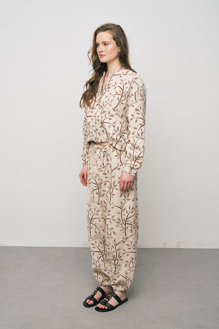 Kadın Botanical Line Nakış İşlemeli Fermuarlı Bohem Crop Ceket