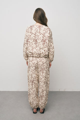 Kadın Botanical Line Nakış İşlemeli Fermuarlı Bohem Crop Ceket